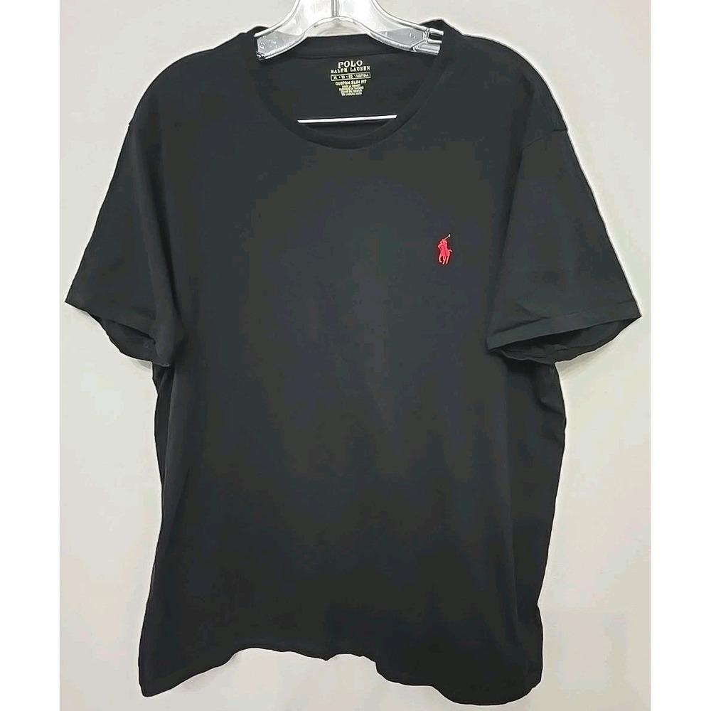 Vintage Ralph Lauren Black Mens‎ Crew Neck Short Sleeve T-Shirt Single Stitched